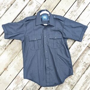 Men's Black SWAT Short Sleeve Shirt with faux button zipper front